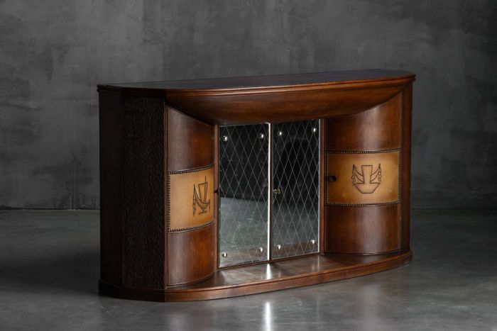 Art Deco Bar Console with Mirrored Doors, Italy - 1940s