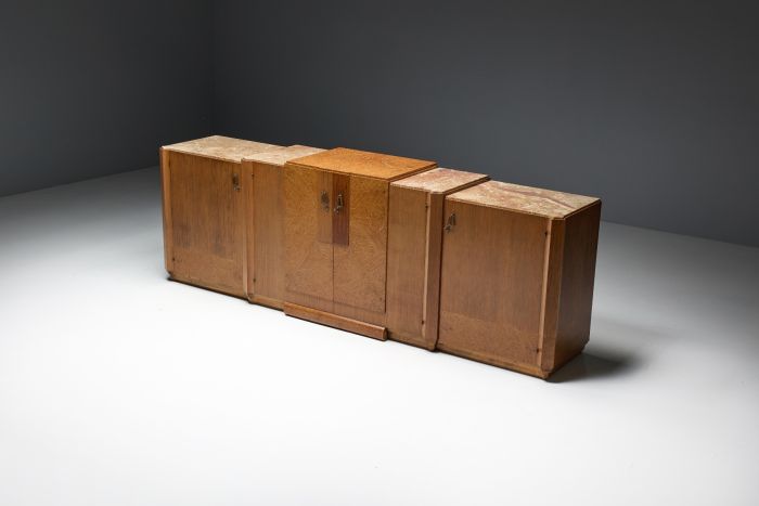 Art Deco Credenza in Marble and Burl Wood - 1930s