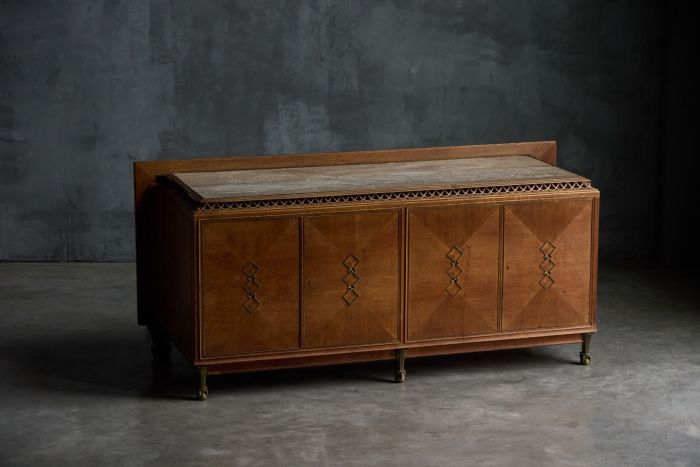 Art Deco Credenza in Oak and Marble - 1930s