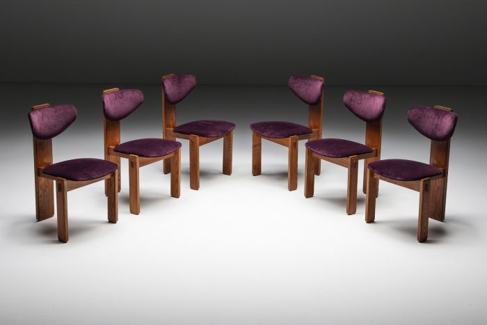 Art Deco Dining Chairs Velvet Amsterdamse School - Early 20th Century