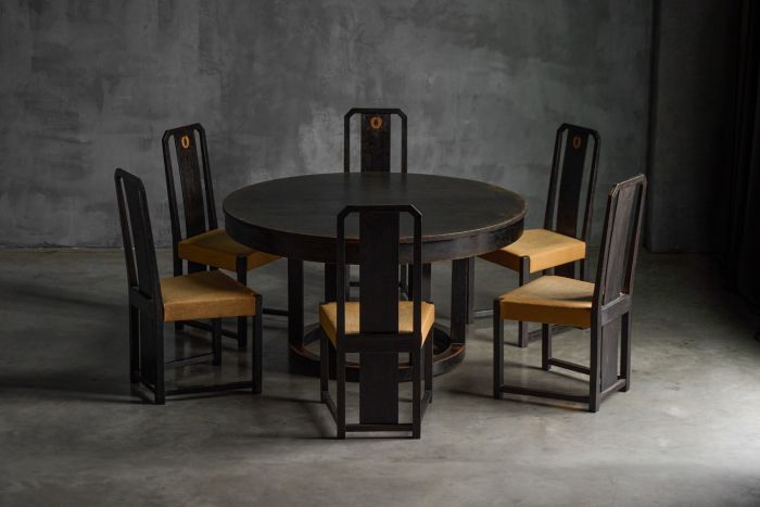 Art Deco Dining Chairs With Inlay Detail, Italy - 1930s