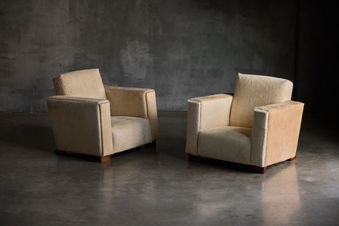 Art Deco Cowhide Armchairs, France - 1930s