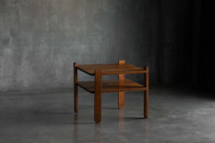 Art Deco Two-Tier Wooden Side Table, France - 1930s