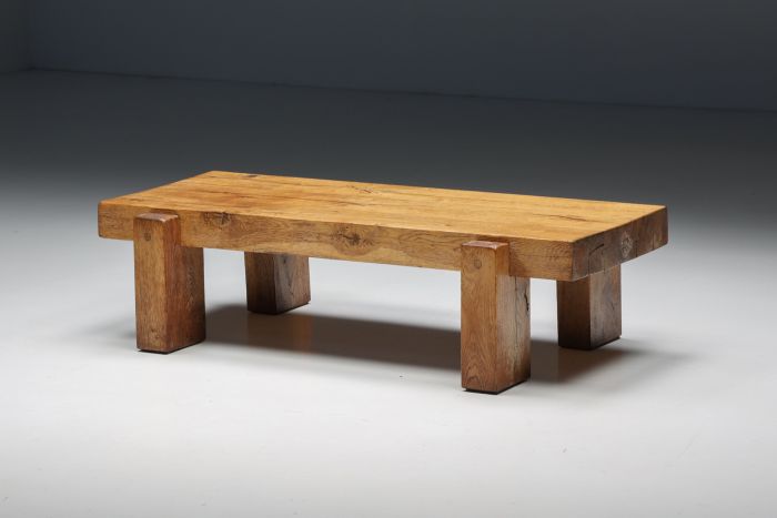 Artisan Wooden Rectangular Coffee Table - 1940's