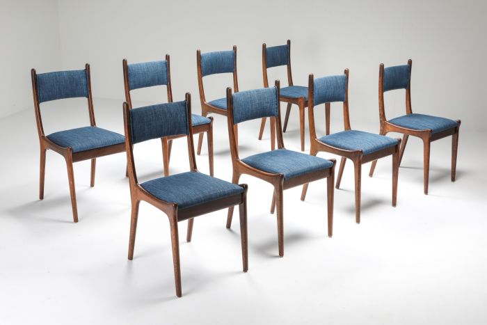 Belgian Mid-century modern colorful dining chairs set - 1950's