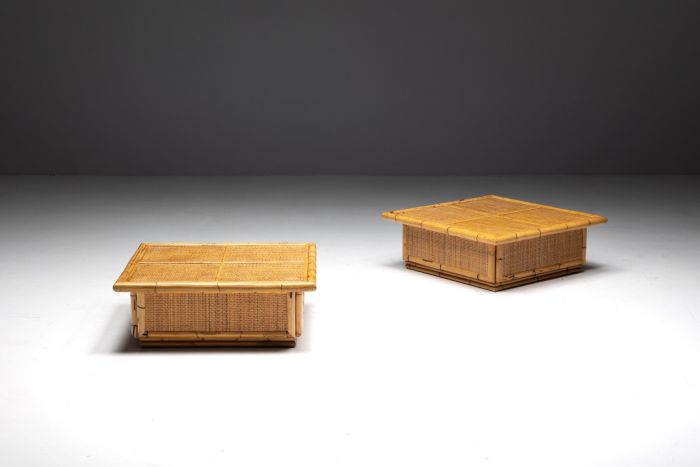 Bamboo and Rattan Coffee Table by Dal Vera - 1960s
