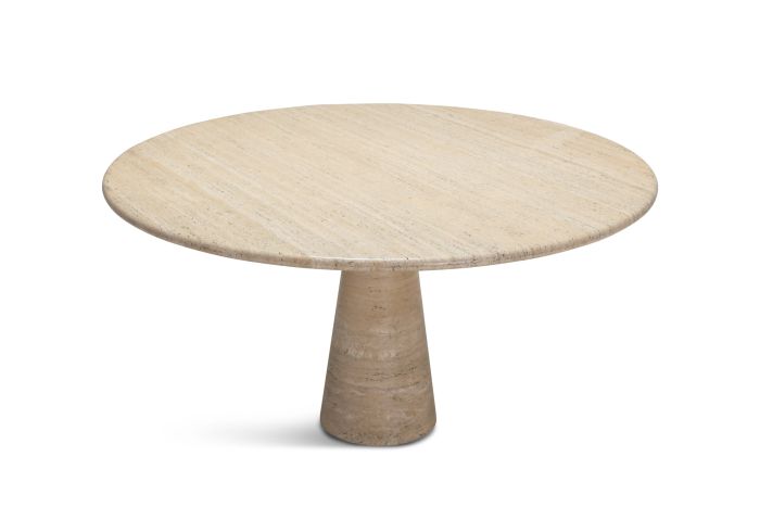 Angelo Mangiarotti Round Travertine Dining Table - 1970s