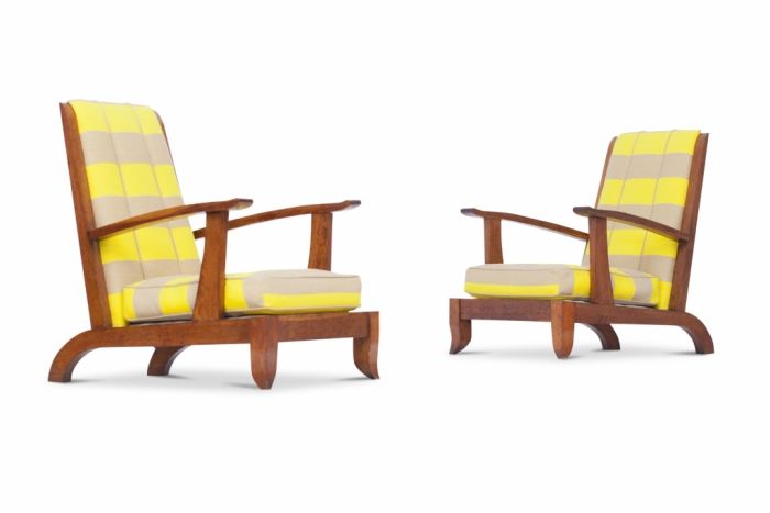 Important Pair Of French Lounge Chairs - 1930s