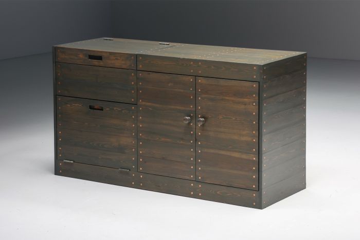 Bossche School Olive Green Credenza - 1980's