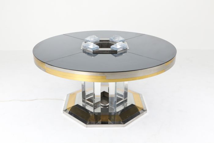 Sandro Petti For Maison Jansen Chrome & Brass Round Dining Table - 1970s