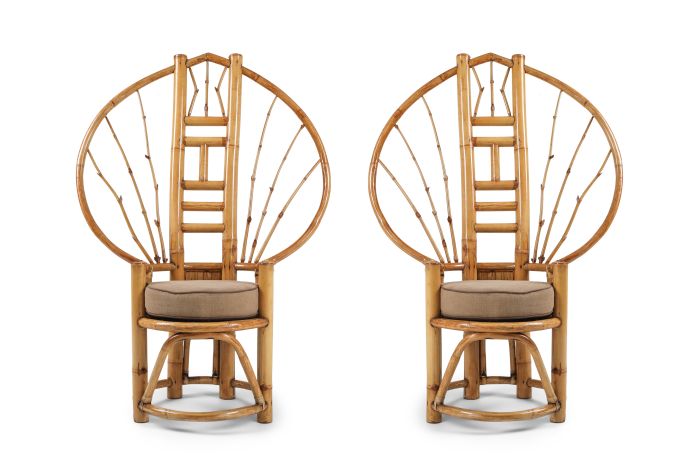 Bamboo Peacock Chairs In The Style of Albini - 1970s