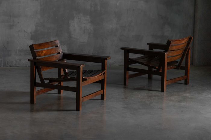 Brutalist lounge chairs from the 1970s