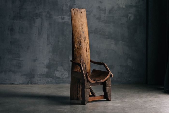 Brutalist Monoxylite Throne Chair - 19th Century