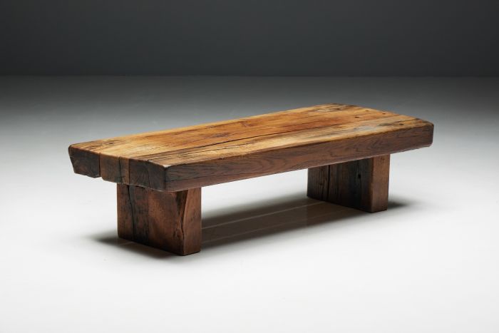 Brutalist Wooden Coffee Table - 1950s