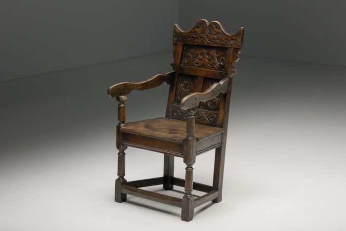 English Carved Oak Armchair - 17th Century