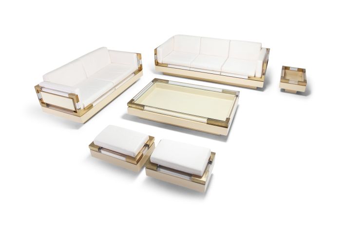Brass & Lucite Living Room Set by Charles Hollis Jones - 1970s
