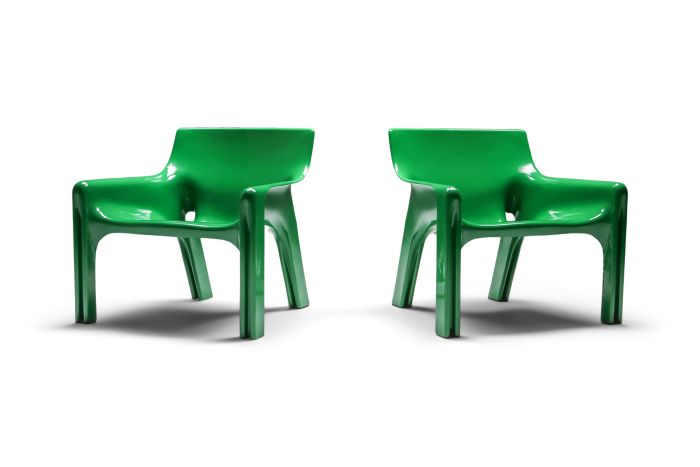 Green Magistretti 'Vicario' Armchairs - 1970s