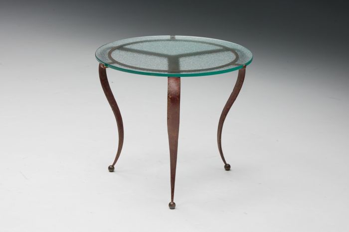 Glass & Iron Coffee Table by René Drouet - 1940's