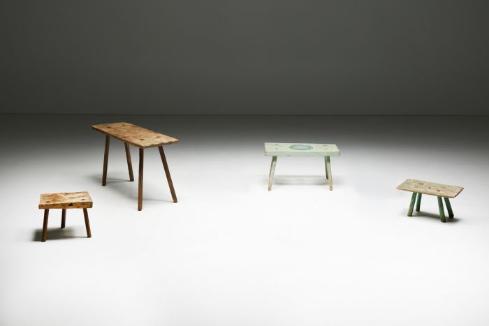 Collection of Travail Populaire Side Tables - Early 20th Century
