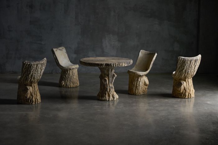 Concrete Tree Trunk Garden Set - 20th Century