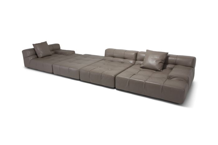Tufty Time B&B Italia Taupe Leather Sectional Sofa by Patricia Urquiola - 2010s