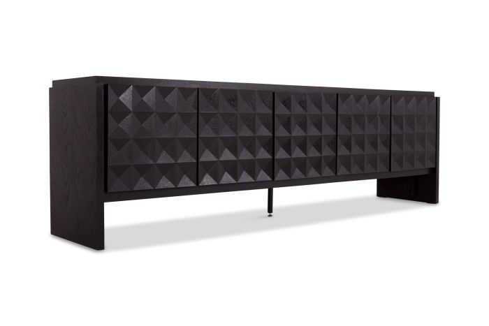 Brutalist Diamond Floating Credenza in Stained Oak - 1970s