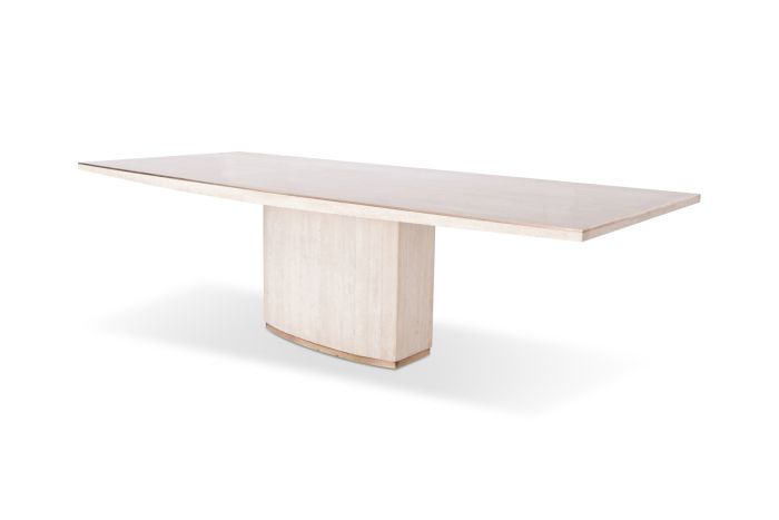 Travertine dining table with brass details, Willy Rizzo & Jean Charles - 1970s