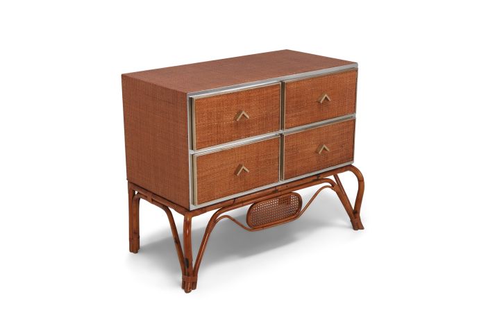 Commode in Rattan, Bamboo, Brass and Chrome by Vivai del Sud - 1970s