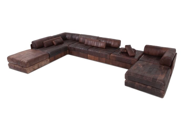 De Sede DS88 Modular Brown-Cognac Leather Patchwork Sofa    - 1970s