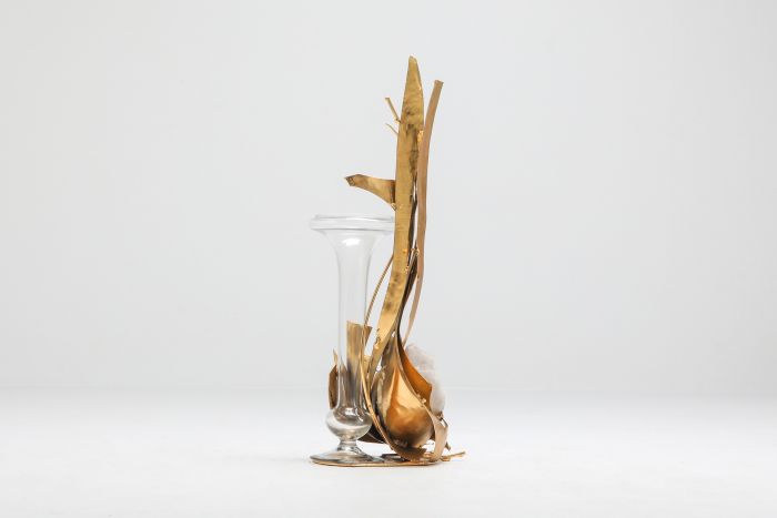 Crystal and brass vase by Marc D'Haenens - 1980s