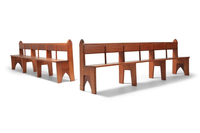 Mid-century Modern Solid Oak Bench In Wabi Sabi Style - 1940s