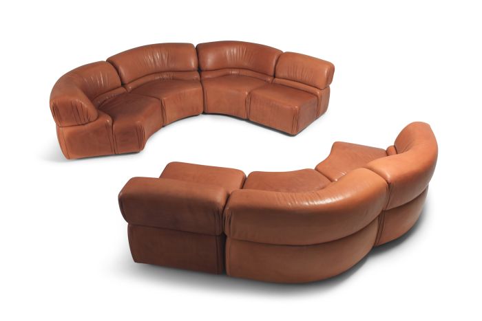 Sectional Cognac Leather Sofa 'Cosmos' by De Sede Switzerland - 1970s