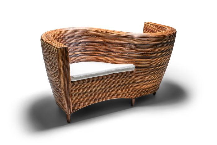 Rattan Serpentine Sofa Seat Vivai del Sud - 1980s