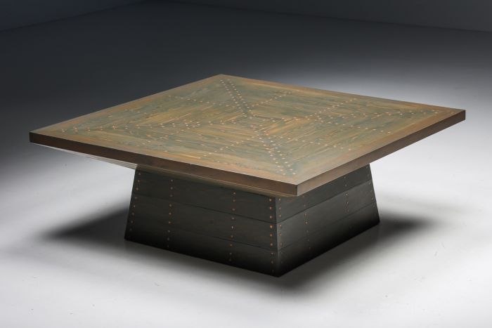Bossche School Olive Green Square Coffee Table - 1980s