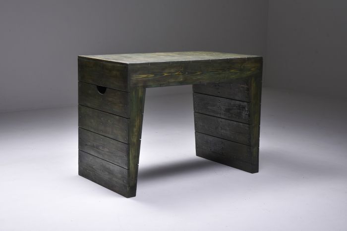 Olive Green Table Desk by Dom Hans van der Laan & Jan de Jong - 1970's