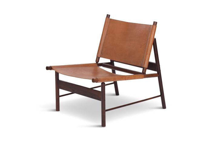 Rosewood and Cognac Leather Lounge Chair by Jorge Zalszupin, Brazil - 1955