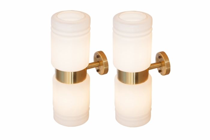 Hans Agne Jakobsson Brass And Opaline Scones - 1960's