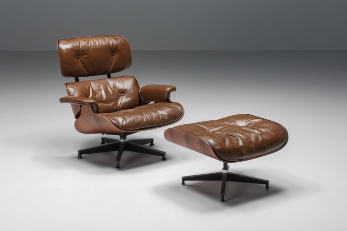 Eames Lounge Chair In Brown with Ottoman for Herman Miller - 1960's