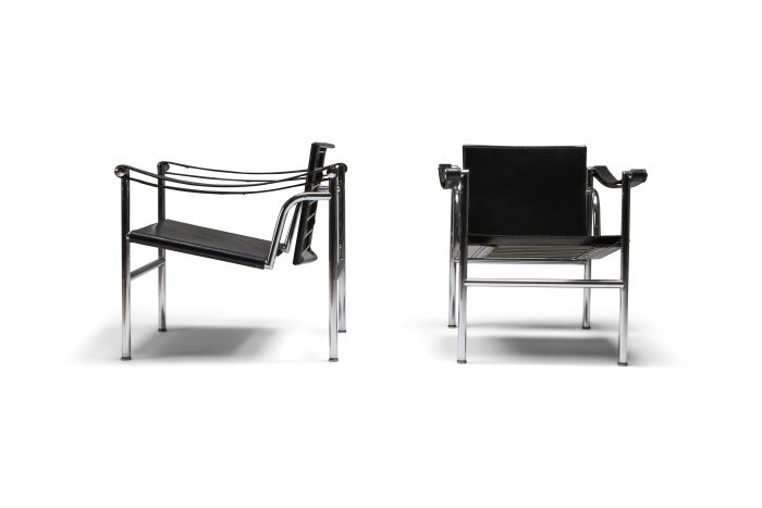 Vintage pair of LC2 Le Corbusier, Pierre Jeanneret, Charlotte Perriand - 1965