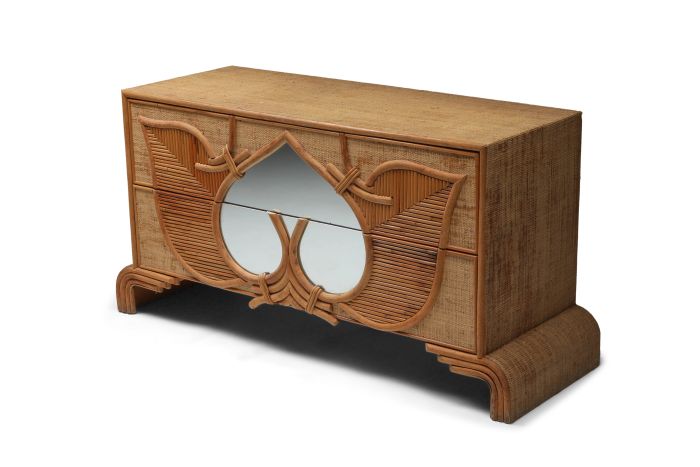 Bamboo & Rattan Commode By Vivai Del Sud - 1970s