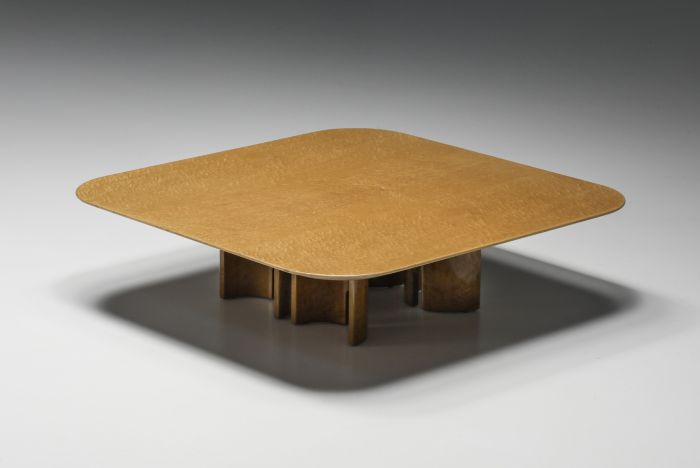 Square Burl Coffee Table For Saporiti, Giovanni Offredi - 1980s