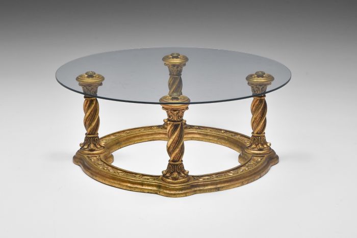 Gold Carved Giltwood Coffee Table - 1940s