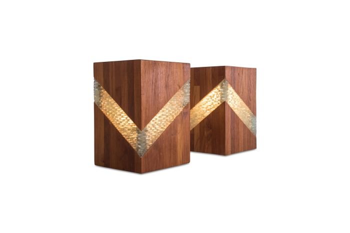 Midcentury Teak and Glass Table Lamps - 1960s