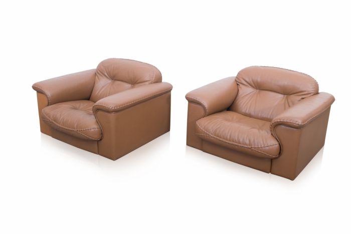 De Sede Brown Leather Lounge Chairs - 1960s