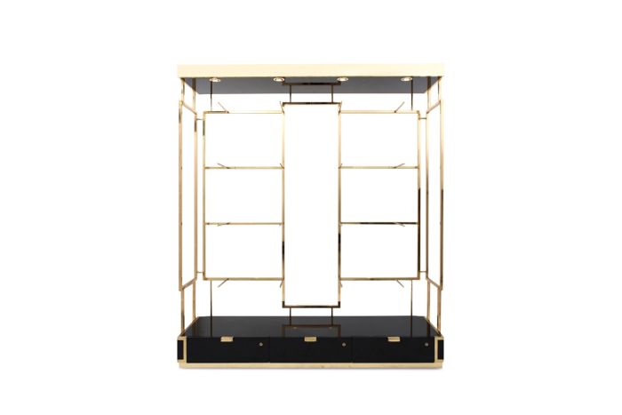 Black Lacquer And Brass Étagère Display Unit - 2000s