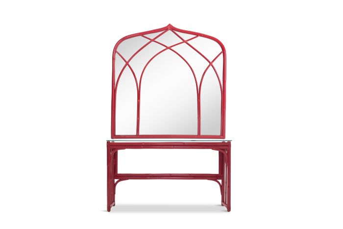 Lacquered Bamboo Vanity Table In Regency Style - 1970s