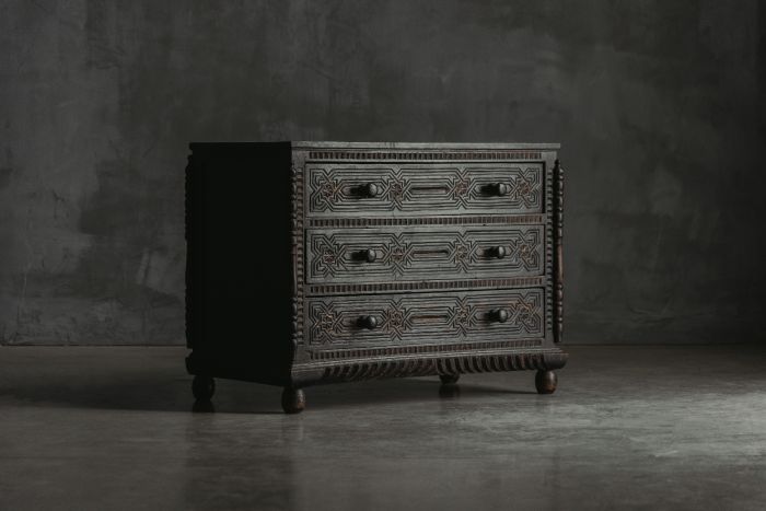 Hand-Carved Oak Chest of Drawers - 18th Century