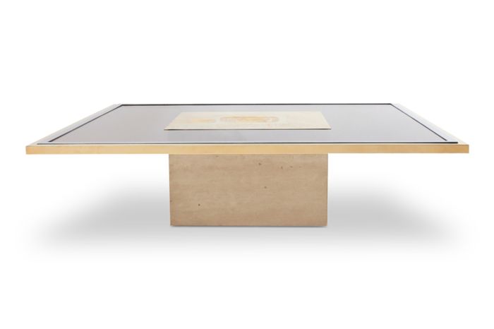 Brass Etched Coffee Table, George Matthias -1970s