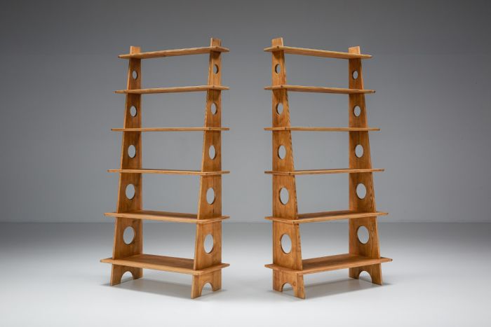 Italian Design Bookshelves In Solid Elm - 1970's