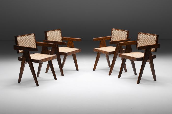 Office Cane Chairs by Pierre Jeanneret - 1955